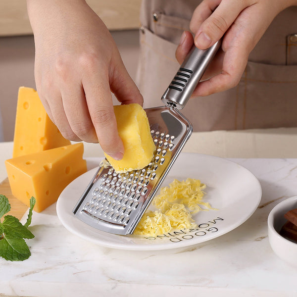 Stainless Steel Flat Vegetable & Cheese Grater with Non-Slip Handle – Potato, Ginger & Chocolate Shredder Kitchen Tool